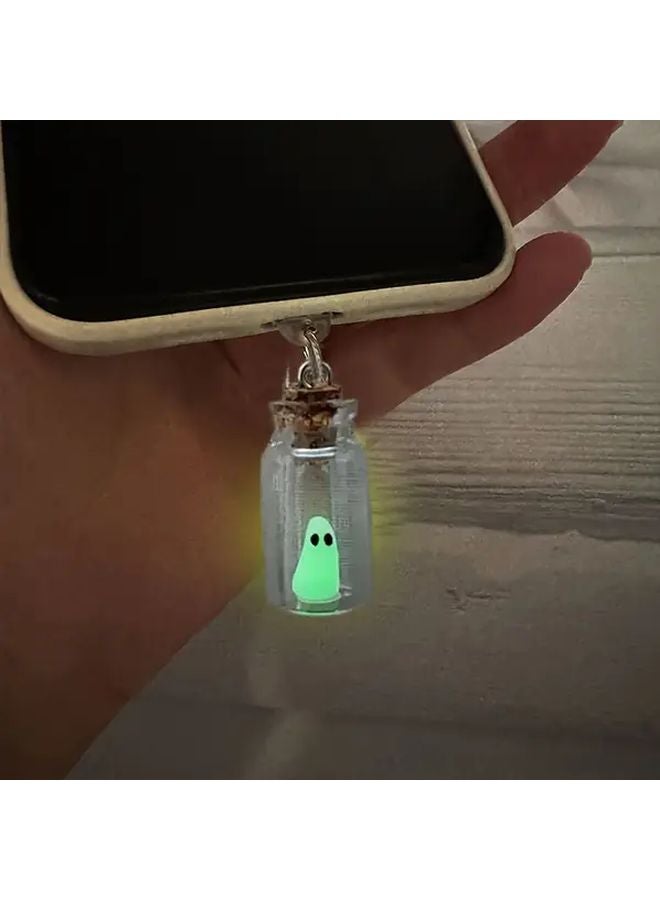 Glow In The Dark Ghost Bottle Phone Charm DIY Dust Plug For Iphone 5 14 Pro Max - Image 2